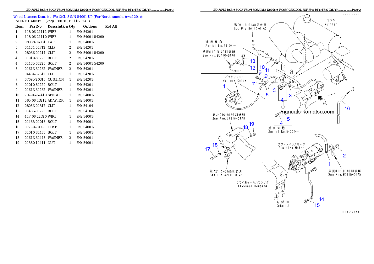 WA120L-3 S/N 54001-UP (For North America) Partsbook