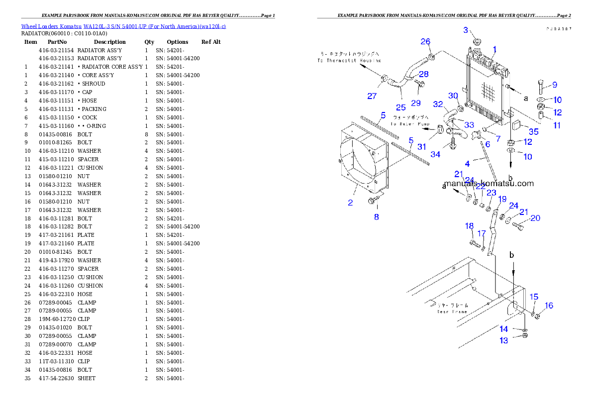 Protected: WA120L-3 S/N 54001-UP (For North America) Partsbook