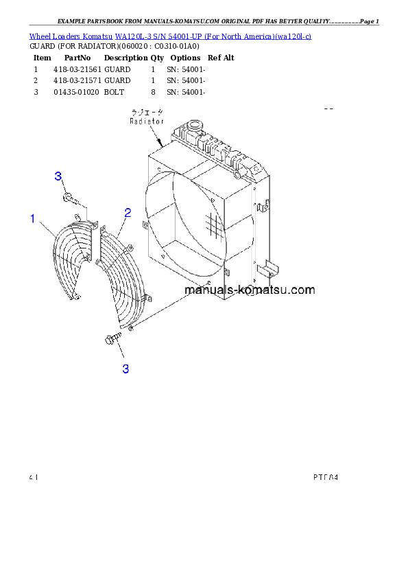 Protected: WA120L-3 S/N 54001-UP (For North America) Partsbook