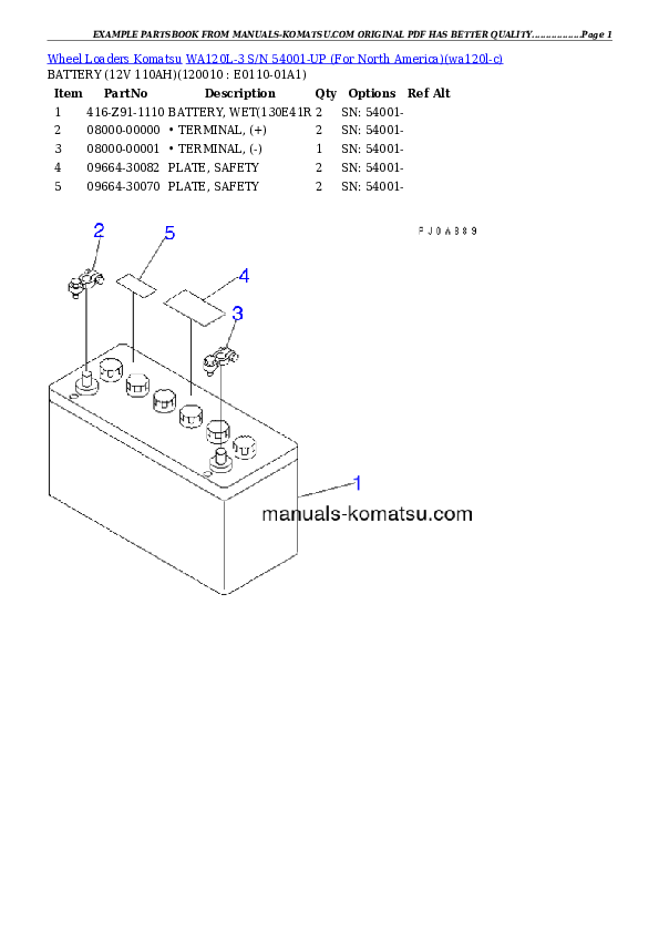 Protected: WA120L-3 S/N 54001-UP (For North America) Partsbook