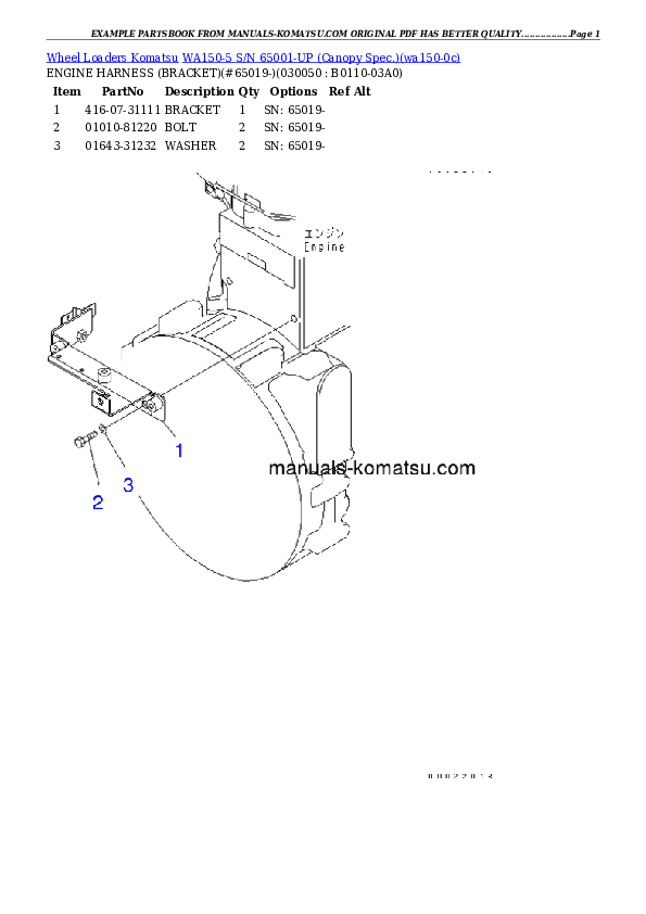 Protected: WA150-5 S/N 65001-UP (Canopy Spec.) Partsbook