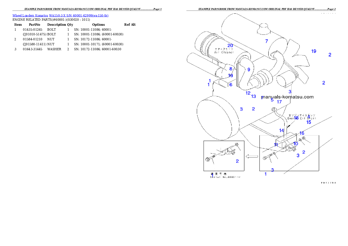 Protected: WA150-3-X S/N 60001-62999 Partsbook