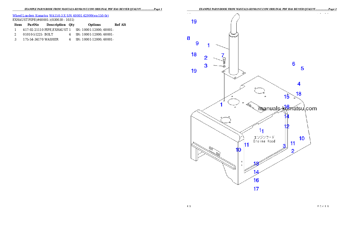 Protected: WA150-3-X S/N 60001-62999 Partsbook