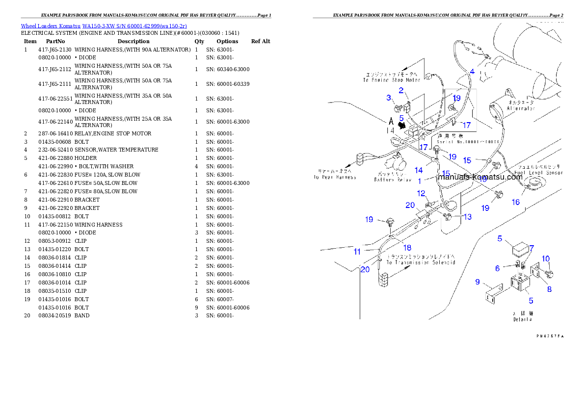 Protected: WA150-3-XW S/N 60001-62999 Partsbook