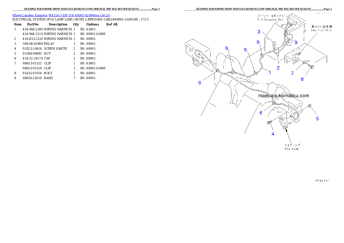 Protected: WA150-3-XW S/N 60001-62999 Partsbook