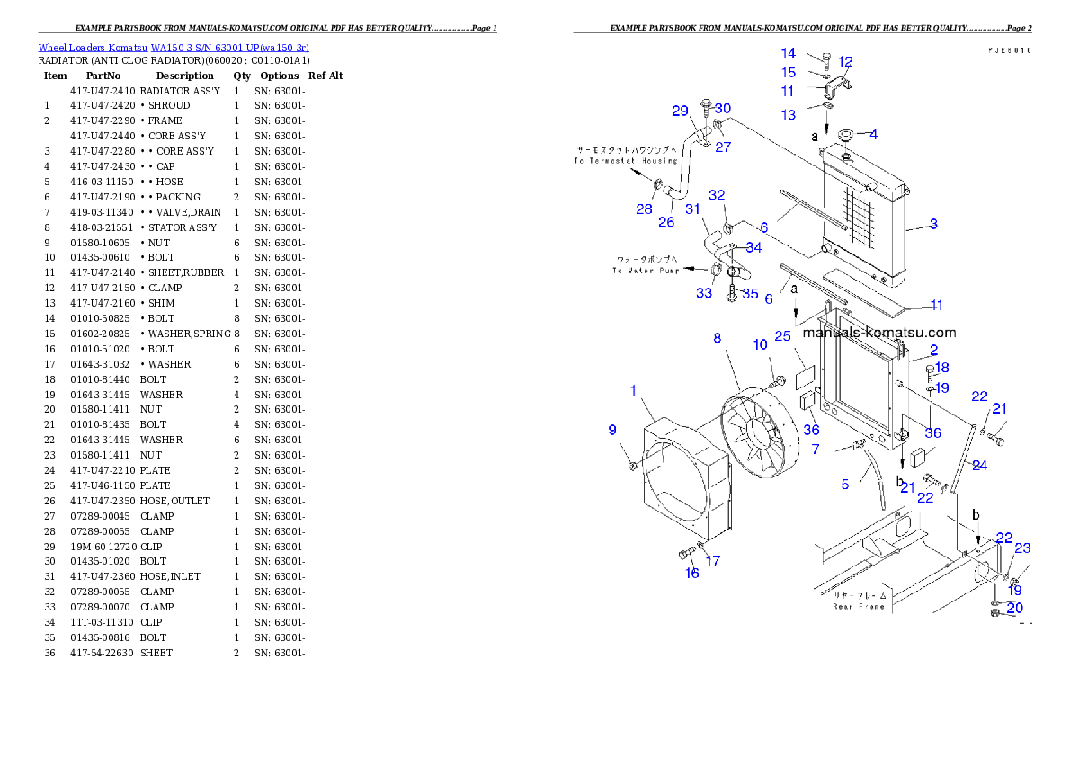 Protected: WA150-3 S/N 63001-UP Partsbook