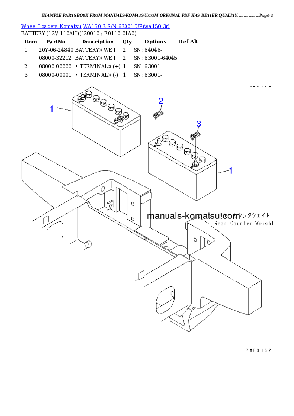Protected: WA150-3 S/N 63001-UP Partsbook