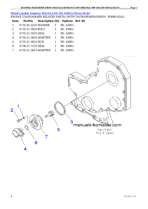 WA150-3-SN S/N 63001-UP Partsbook