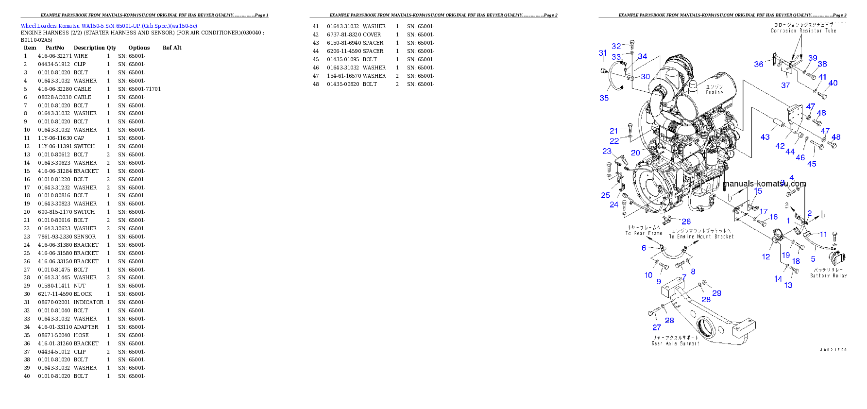 Protected: WA150-5 S/N 65001-UP (Cab Spec.) Partsbook