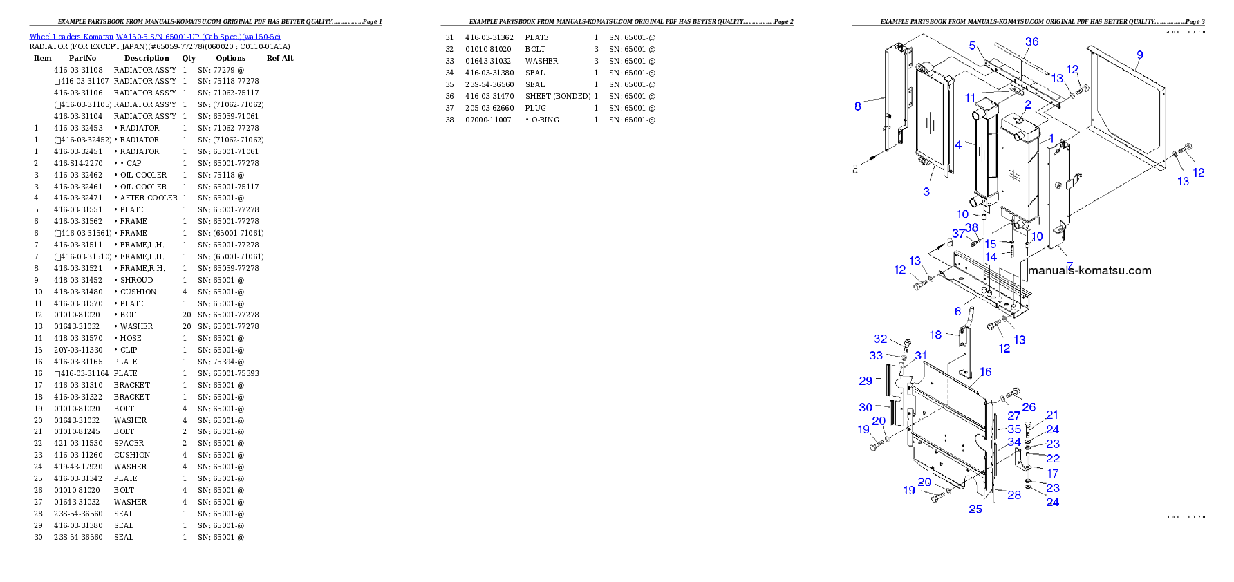 Protected: WA150-5 S/N 65001-UP (Cab Spec.) Partsbook