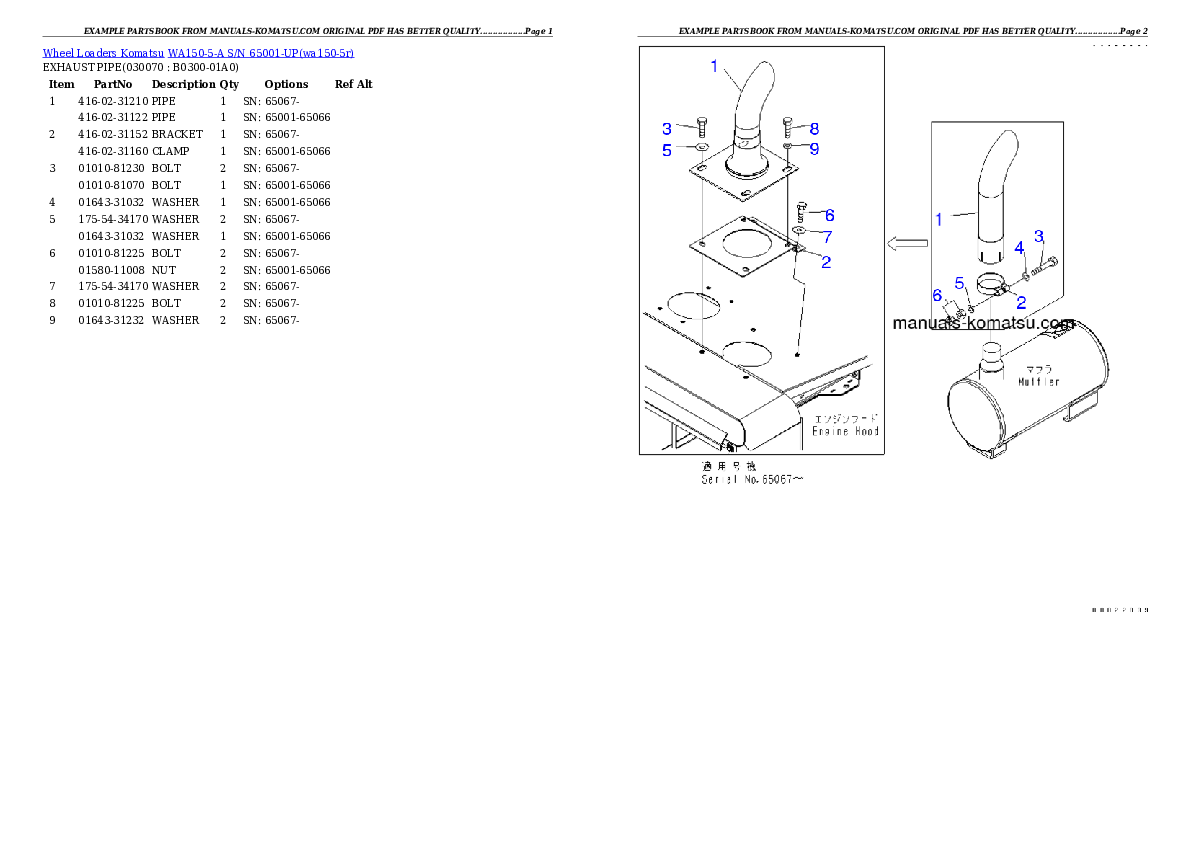 Protected: WA150-5-A S/N 65001-UP Partsbook