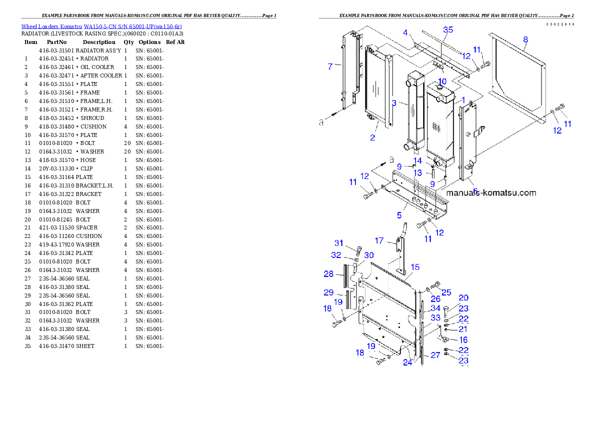 Protected: WA150-5-CN S/N 65001-UP Partsbook