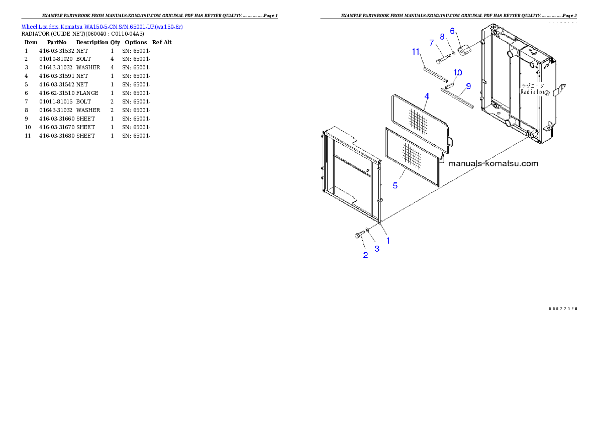 Protected: WA150-5-CN S/N 65001-UP Partsbook