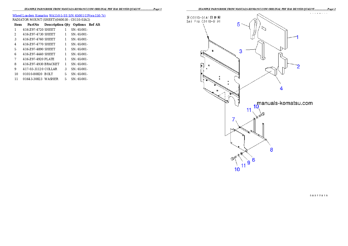 Protected: WA150-5-SS S/N 65001-UP Partsbook