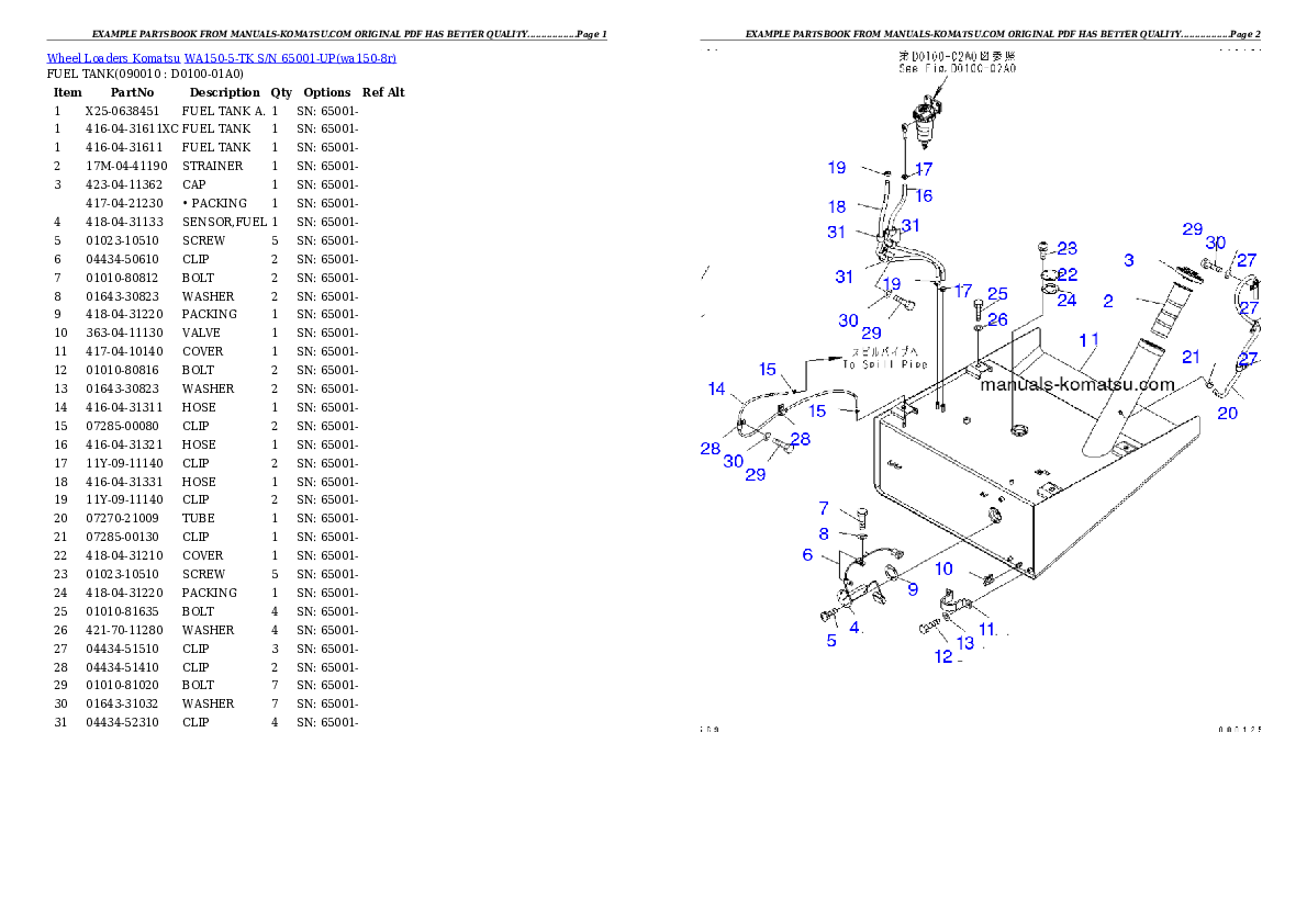 Protected: WA150-5-TK S/N 65001-UP Partsbook