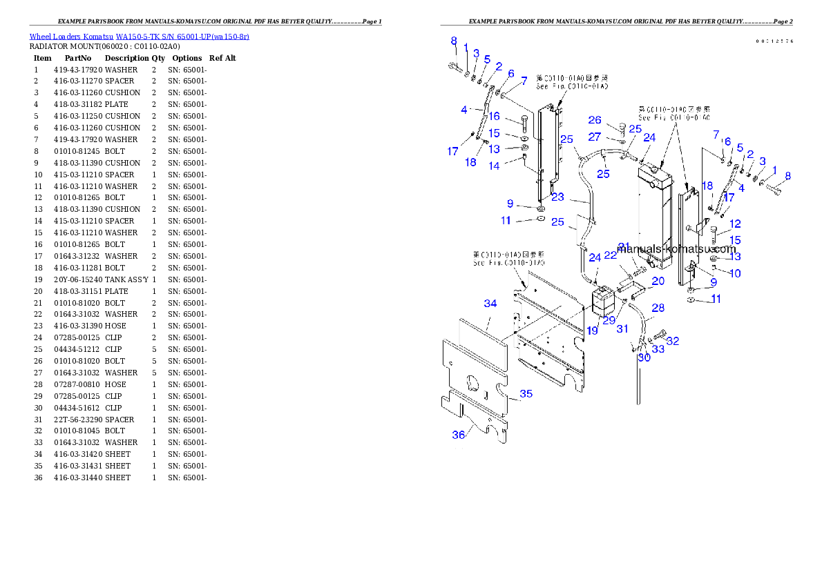 Protected: WA150-5-TK S/N 65001-UP Partsbook