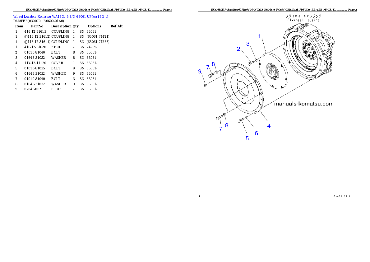 Protected: WA150L-5 S/N 65061-UP Partsbook
