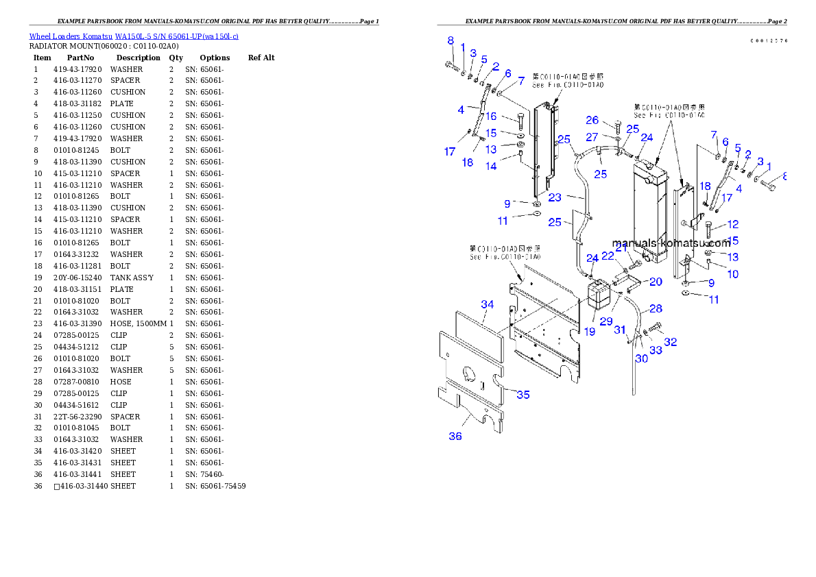 Protected: WA150L-5 S/N 65061-UP Partsbook