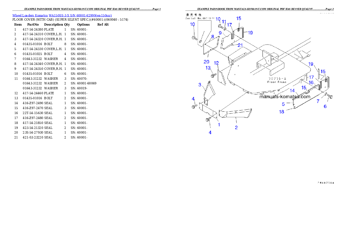 Protected: WA150SS-3-X S/N 60001-62999 Partsbook