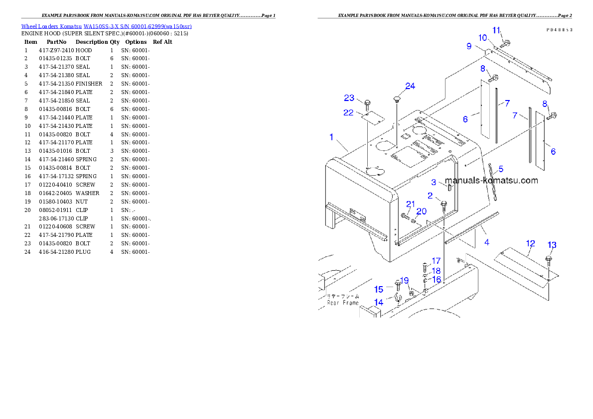 Protected: WA150SS-3-X S/N 60001-62999 Partsbook