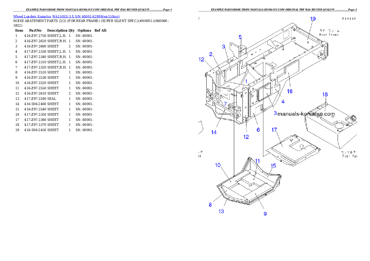 Protected: WA150SS-3-X S/N 60001-62999 Partsbook