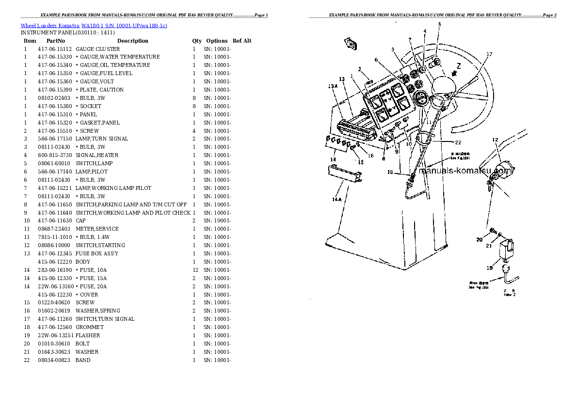 Protected: WA180-1 S/N 10001-UP Partsbook