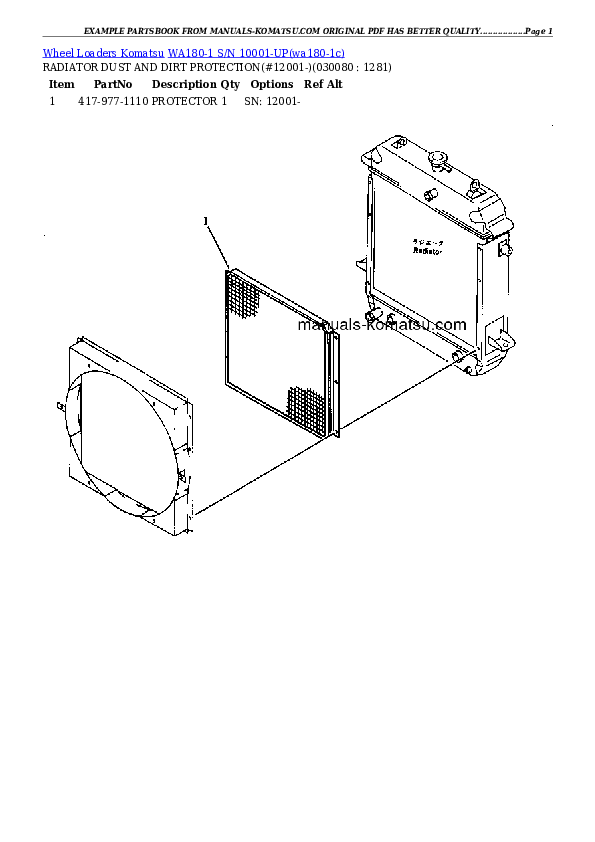 Protected: WA180-1 S/N 10001-UP Partsbook