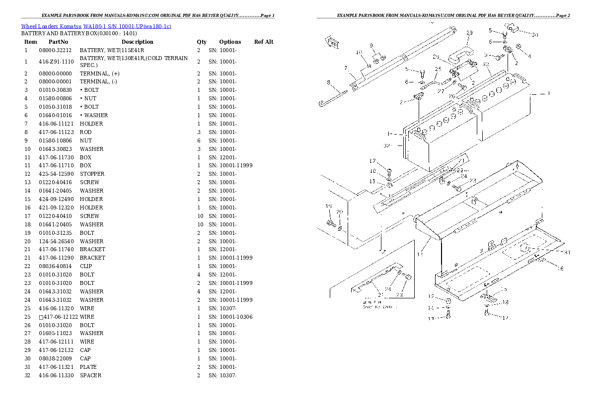 Protected: WA180-1 S/N 10001-UP Partsbook