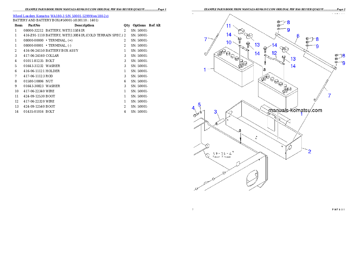 Protected: WA180-3 S/N 50001-52999 Partsbook