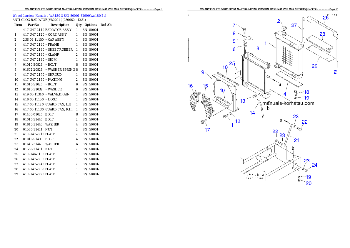 Protected: WA180-3 S/N 50001-52999 Partsbook