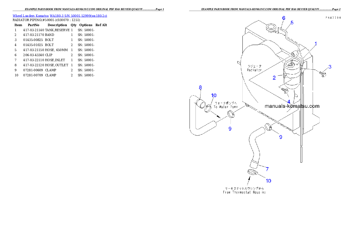 Protected: WA180-3 S/N 50001-52999 Partsbook