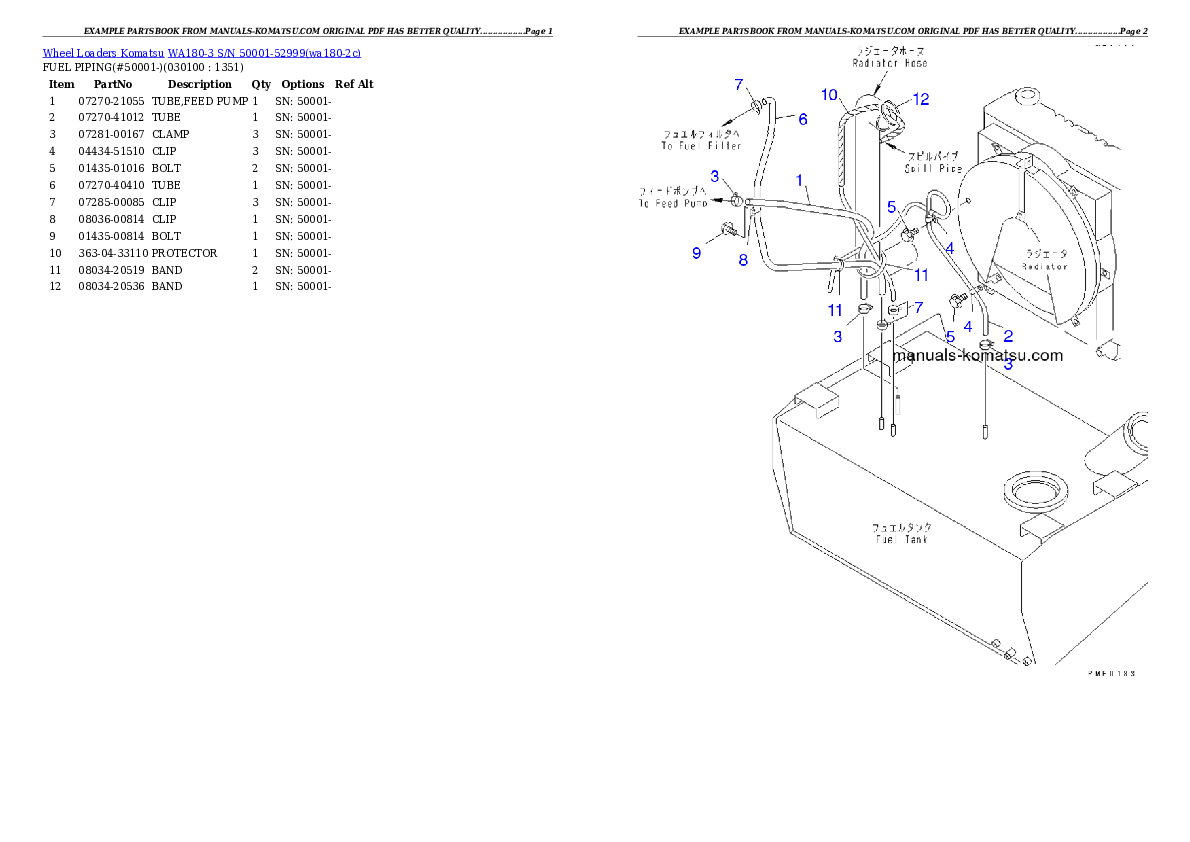 Protected: WA180-3 S/N 50001-52999 Partsbook