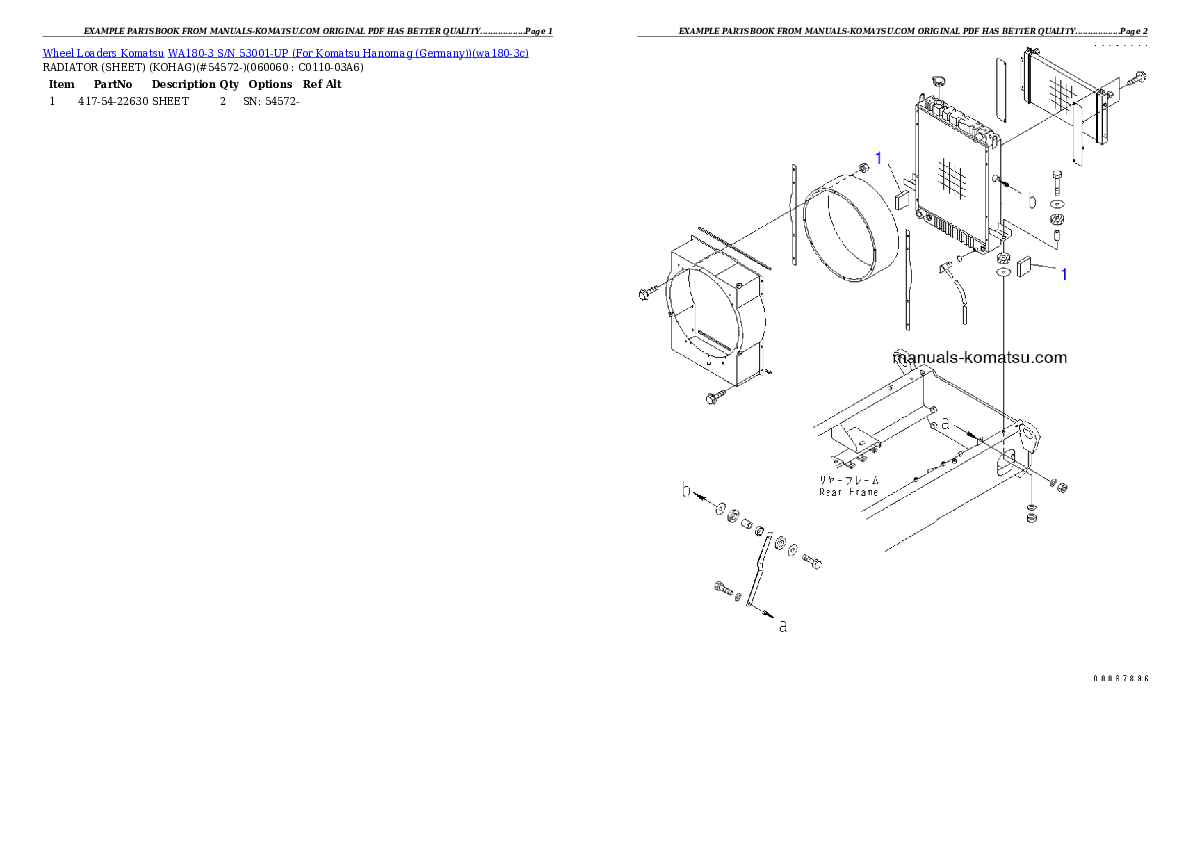 Protected: WA180-3 S/N 53001-UP (For Komatsu Hanomag (Germany)) Partsbook