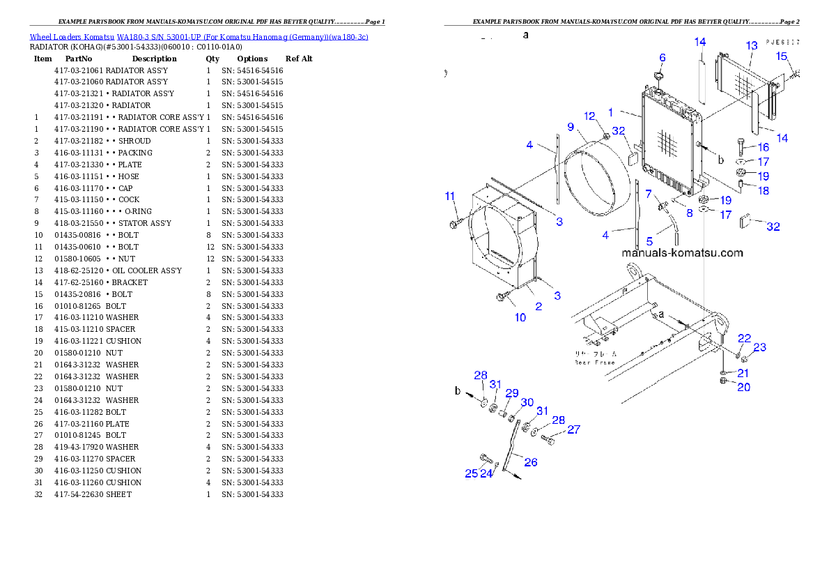 Protected: WA180-3 S/N 53001-UP (For Komatsu Hanomag (Germany)) Partsbook