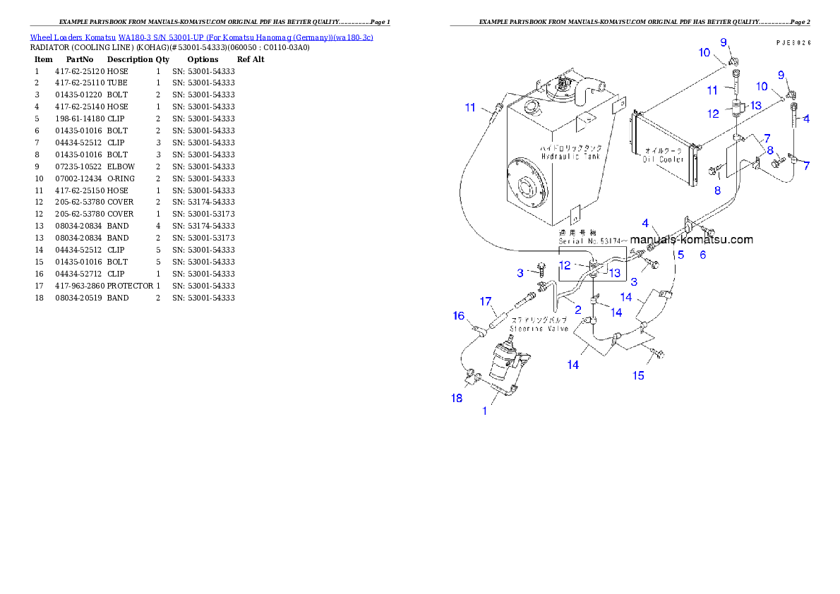 Protected: WA180-3 S/N 53001-UP (For Komatsu Hanomag (Germany)) Partsbook