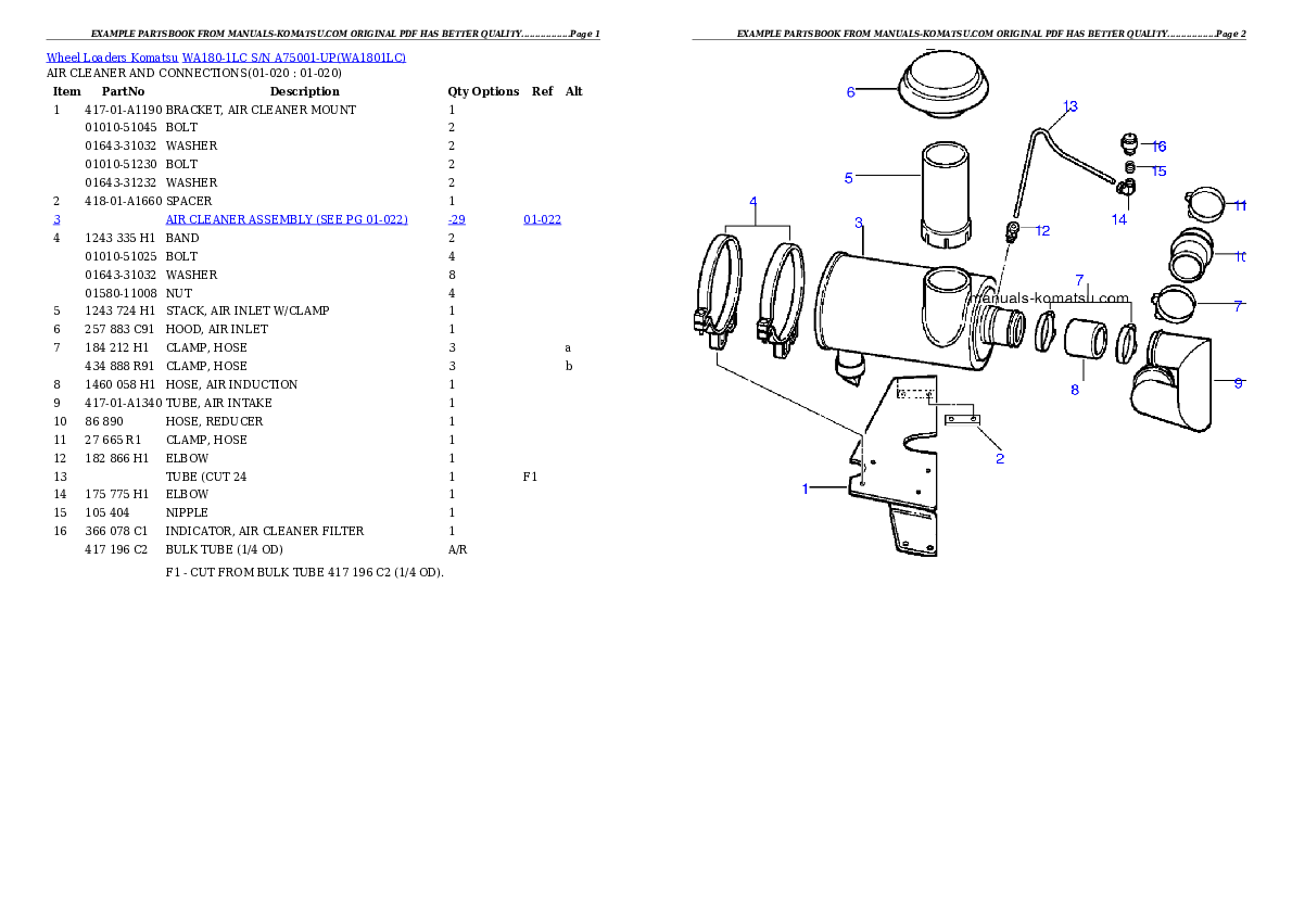 Protected: WA180-1LC S/N A75001-UP Partsbook