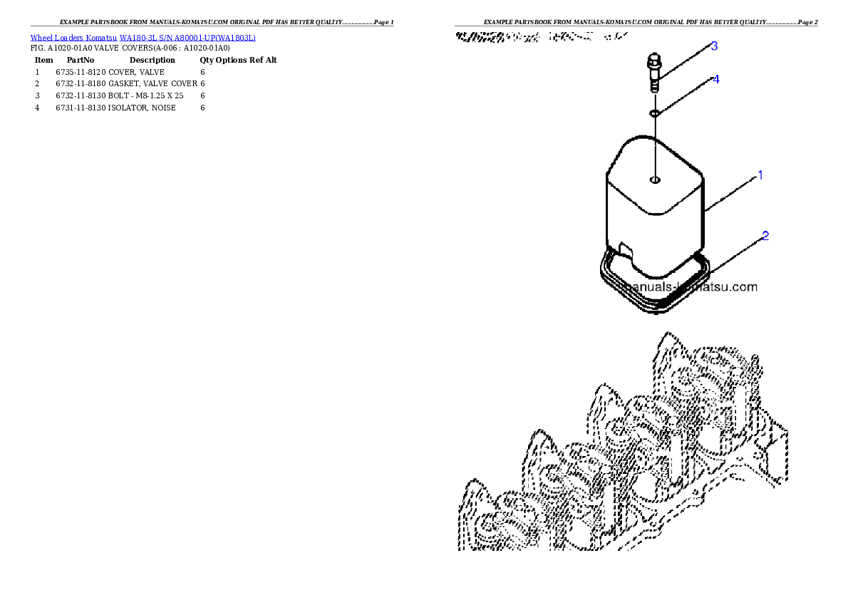 Protected: WA180-3L S/N A80001-UP Partsbook