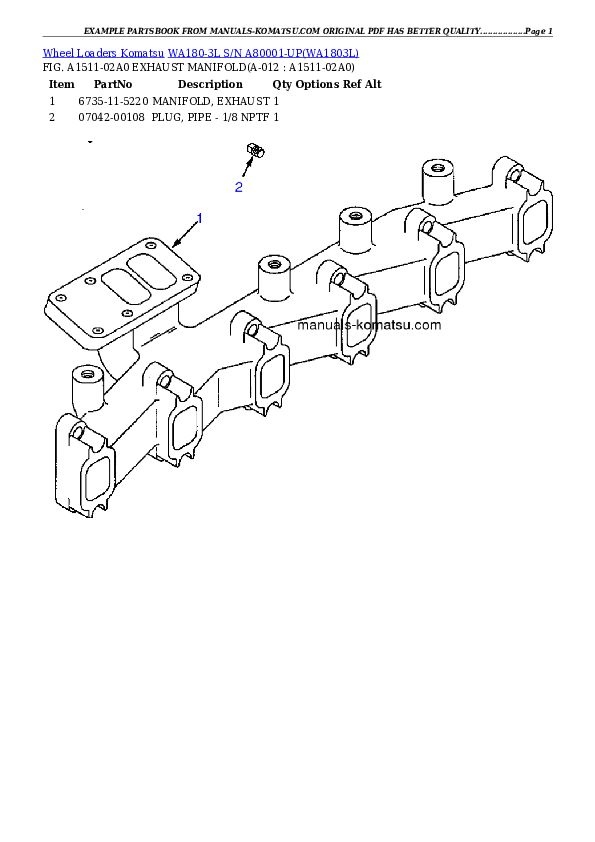 Protected: WA180-3L S/N A80001-UP Partsbook