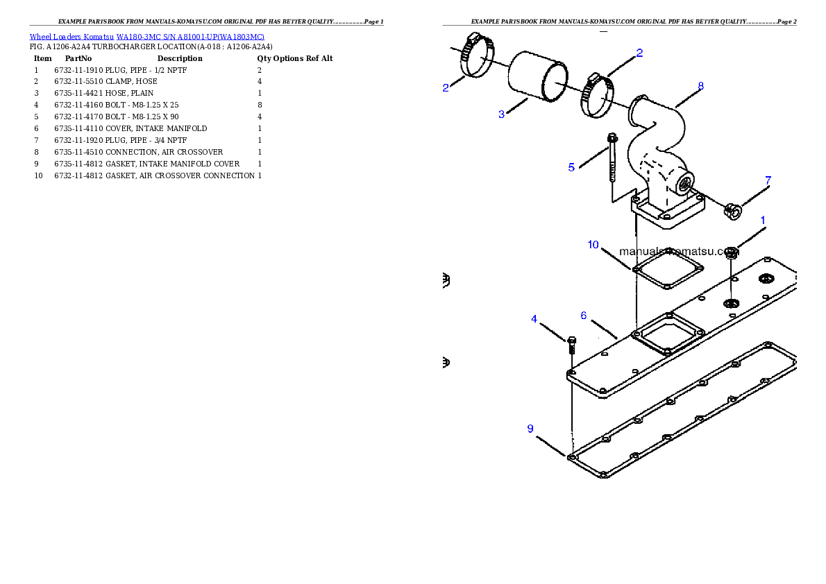 Protected: WA180-3MC S/N A81001-UP Partsbook