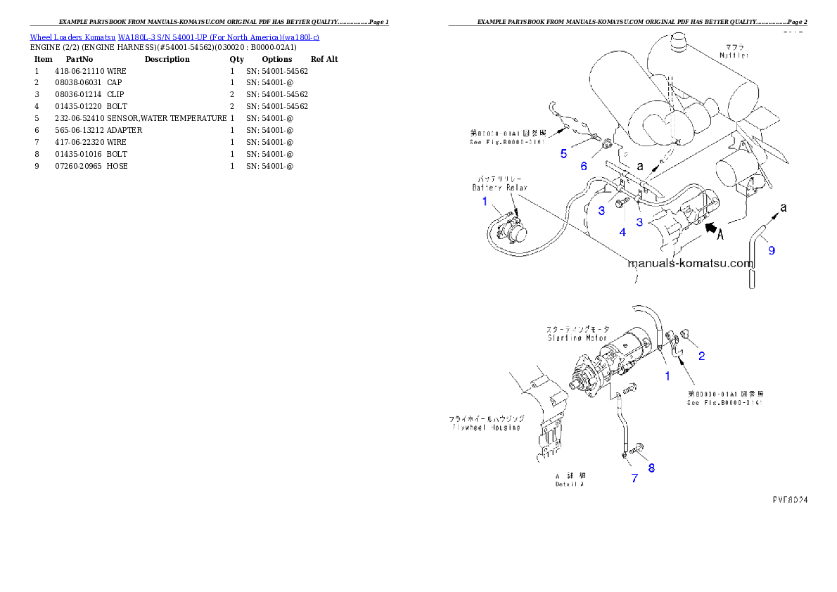 WA180L-3 S/N 54001-UP (For North America) Partsbook