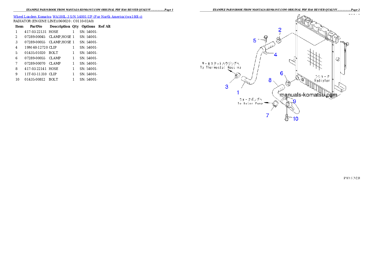 Protected: WA180L-3 S/N 54001-UP (For North America) Partsbook