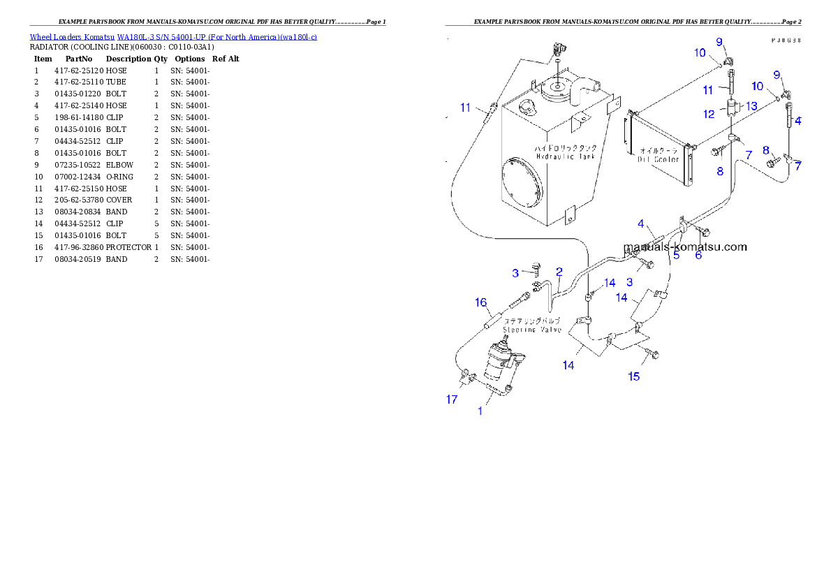Protected: WA180L-3 S/N 54001-UP (For North America) Partsbook