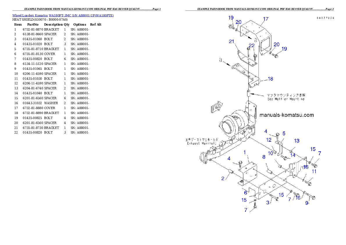 Protected: WA180PT-3MC S/N A88001-UP Partsbook