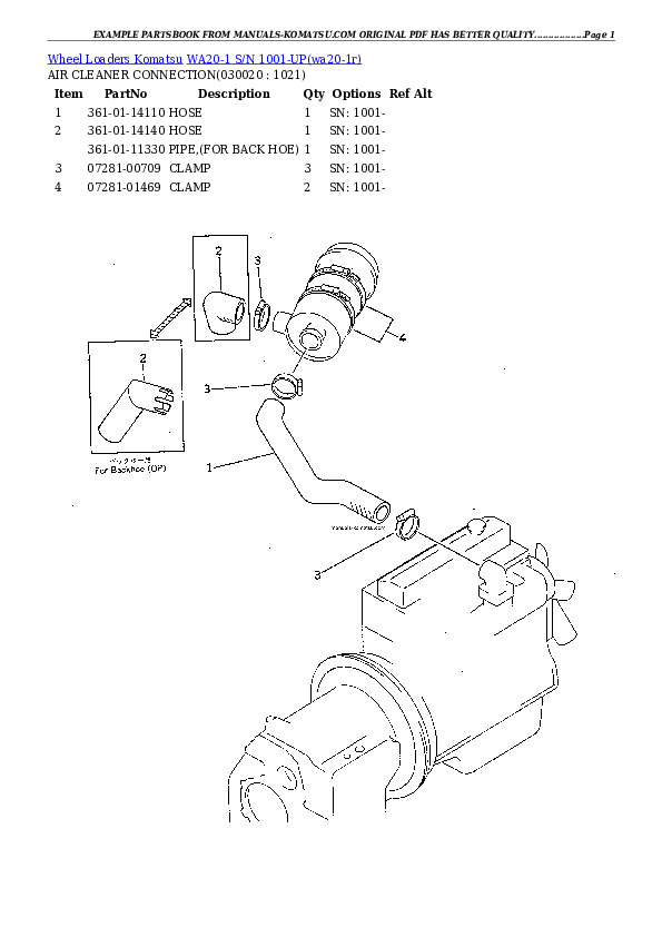 WA20-1 S/N 1001-UP Partsbook
