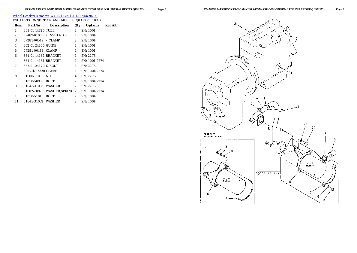 WA20-1 S/N 1001-UP Partsbook