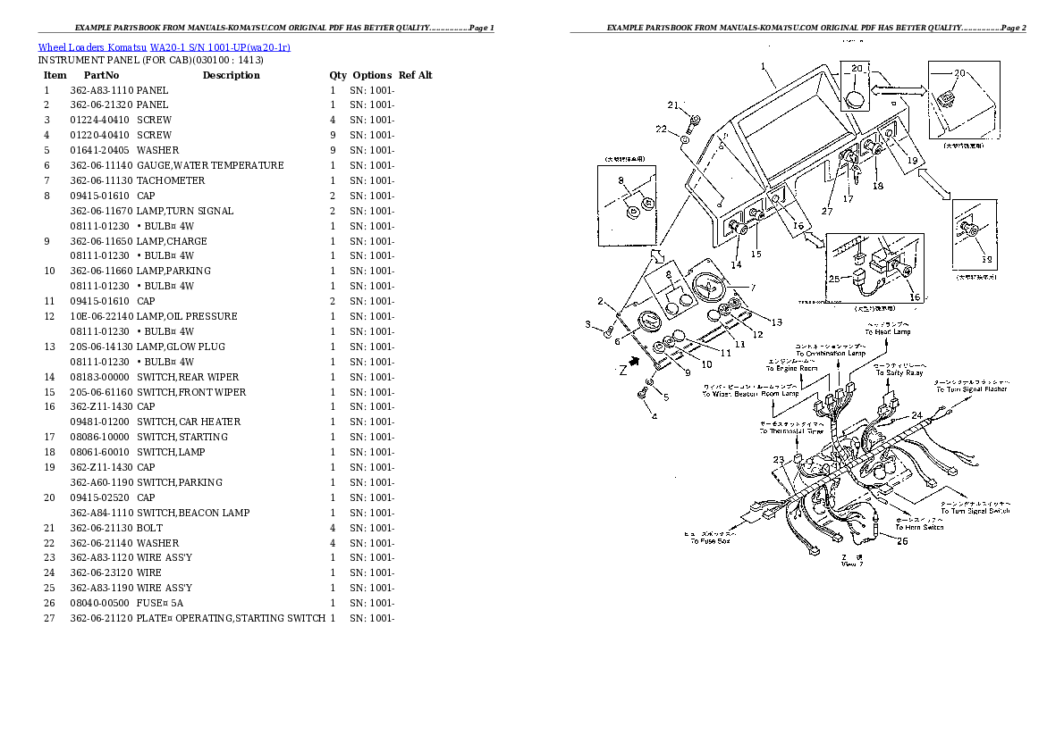 Protected: WA20-1 S/N 1001-UP Partsbook