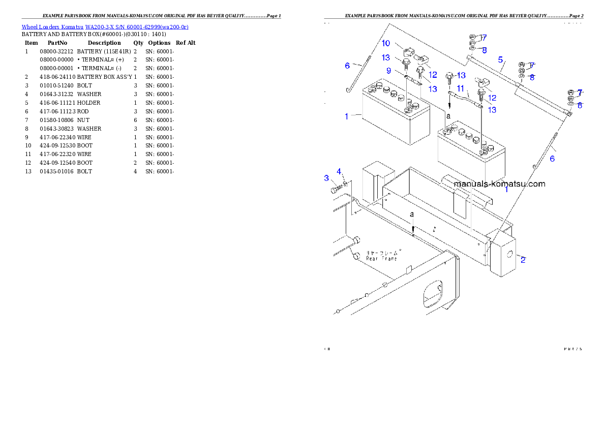 Protected: WA200-3-X S/N 60001-62999 Partsbook