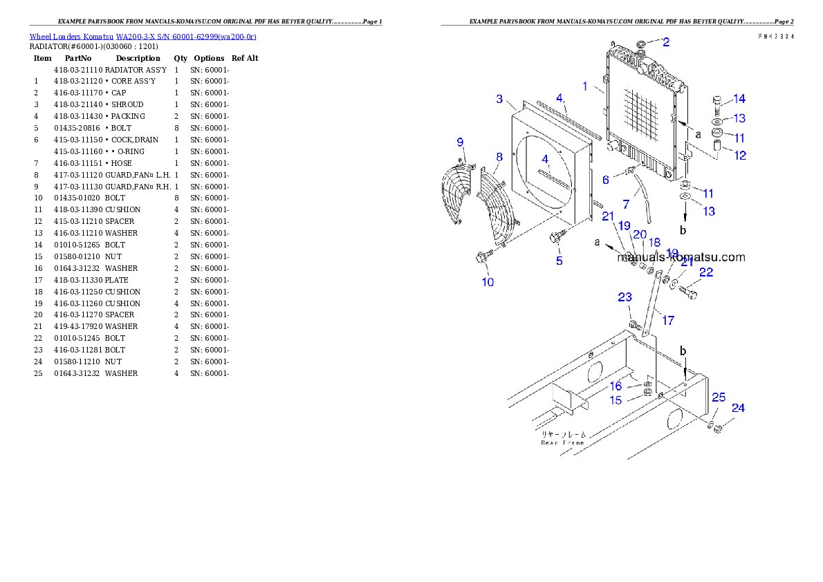 Protected: WA200-3-X S/N 60001-62999 Partsbook