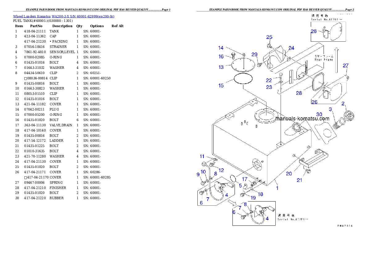 Protected: WA200-3-X S/N 60001-62999 Partsbook