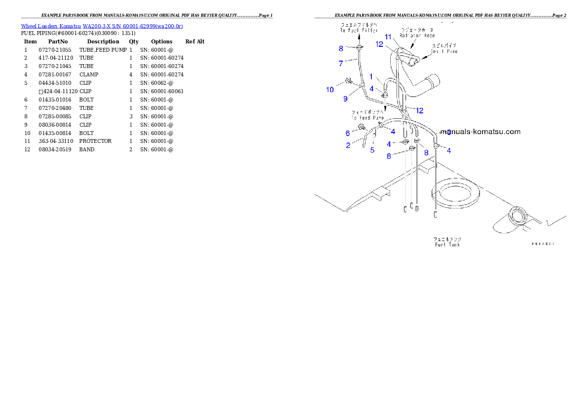 Protected: WA200-3-X S/N 60001-62999 Partsbook